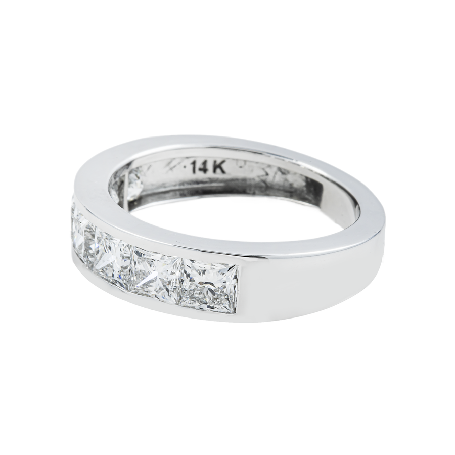 14k White Gold Princess Cut Lab Diamond Wedding Ring Band 2.17 ctw