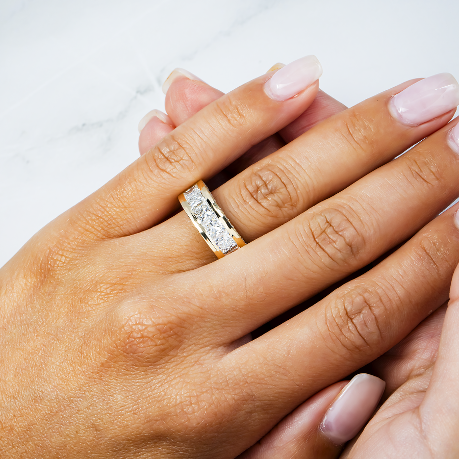 14k White Gold Princess Cut Lab Diamond Wedding Ring Band 3.23 ctw