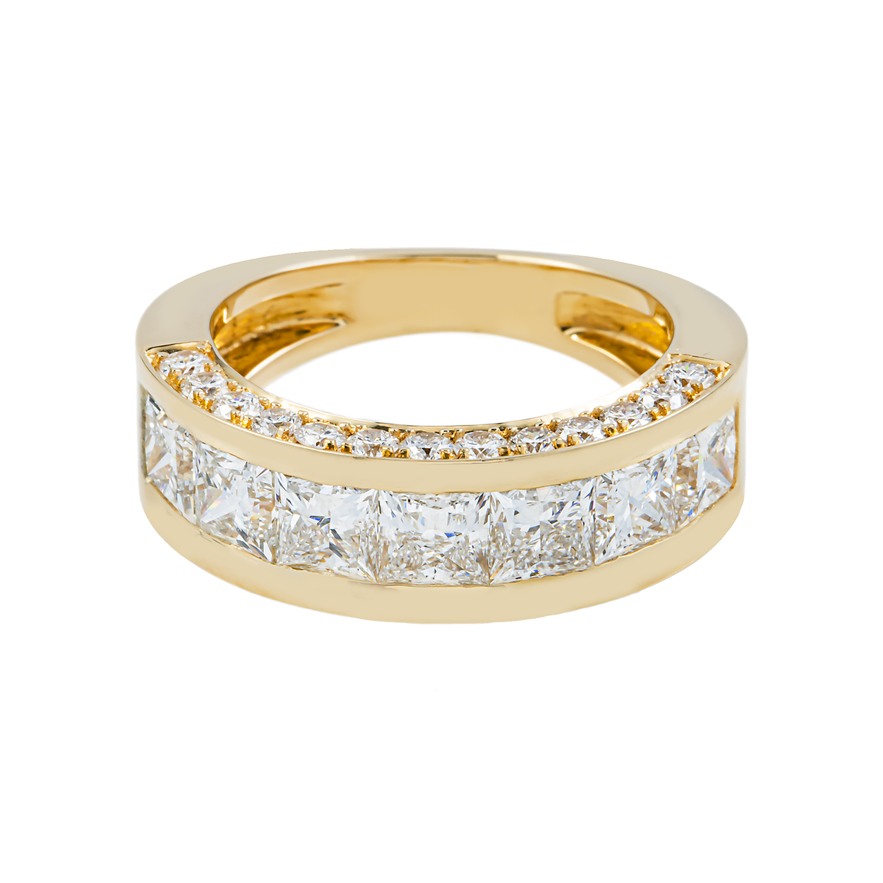 14k White Gold Princess Cut Lab Diamond Wedding Ring Band 3.23 ctw