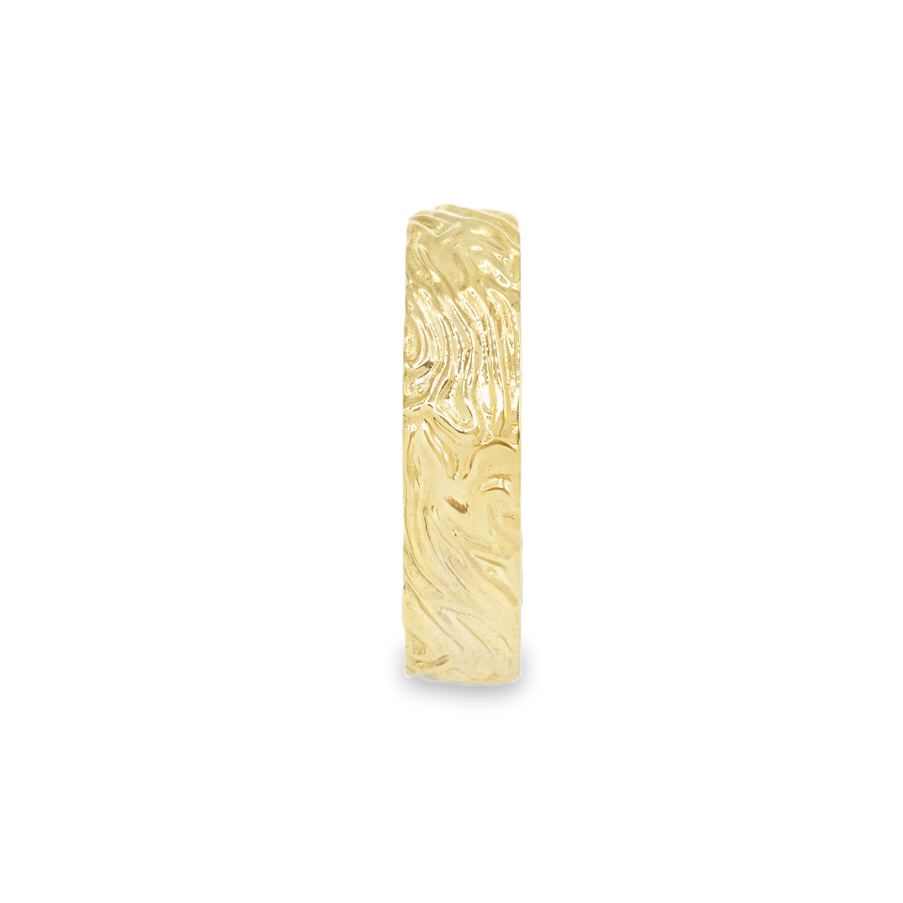 14K Yellow Gold Fingerprint Mens Wedding Band