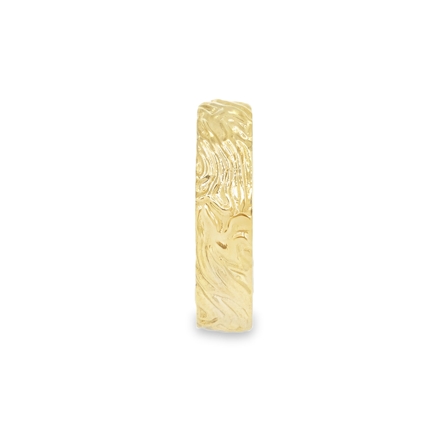 14K Yellow Gold Fingerprint Mens Wedding Band