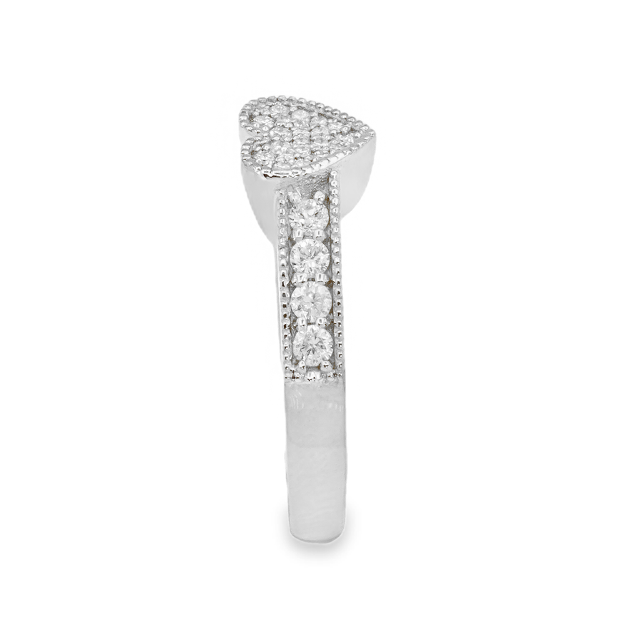 10K Solid White Gold Womens Lab Diamond Heart Ring 0.32 Ctw