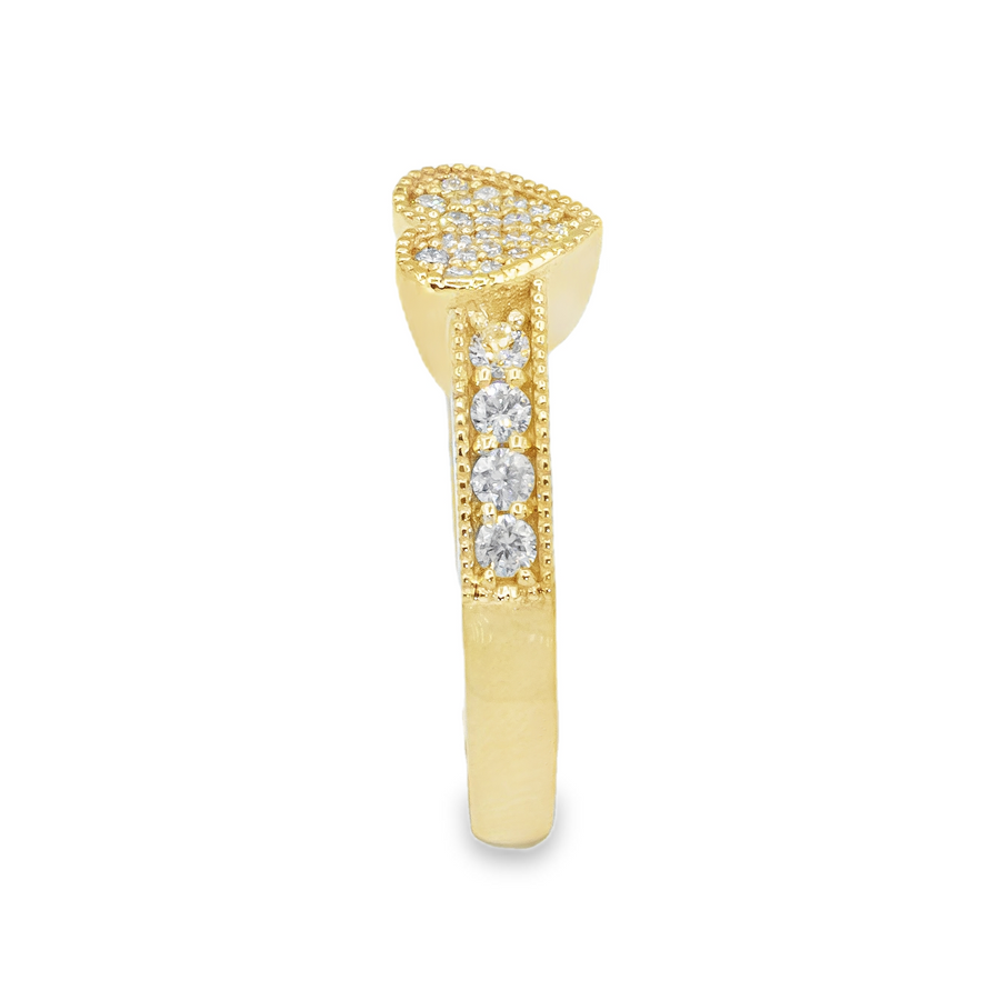 14K Solid White Gold Womens Diamond Heart Ring 0.32 Ctw