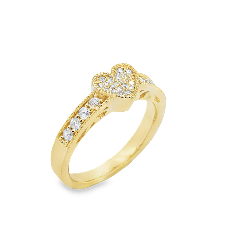 14K Solid White Gold Womens Diamond Heart Ring 0.32 Ctw