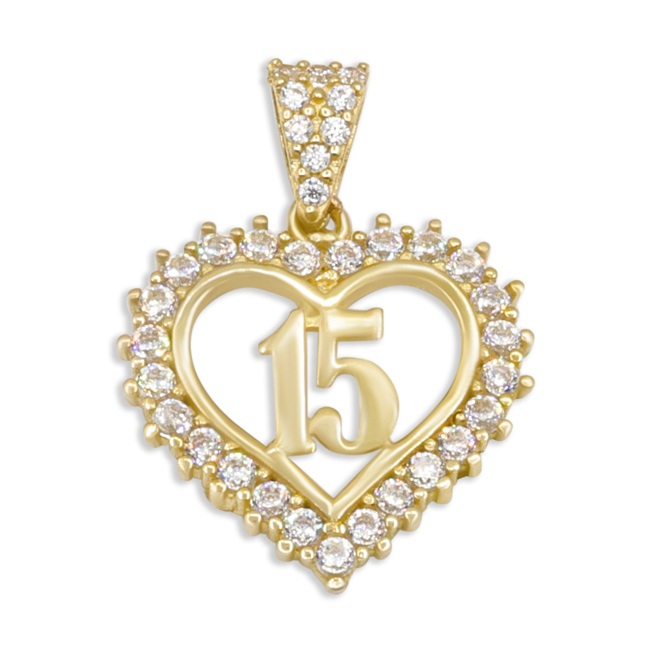 10k Number 15 Heart Pendant
