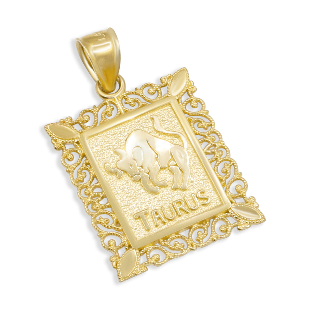 10k Rectangle Taurus Horoscope Pendant