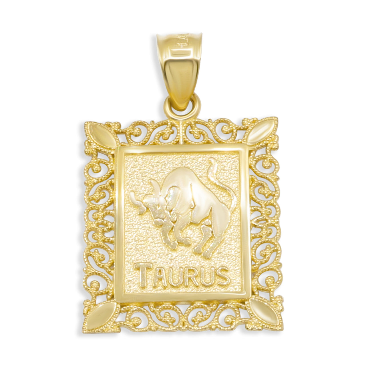 10k Rectangle Taurus Horoscope Pendant