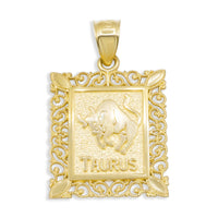 Thumbnail for 10k Rectangle Taurus Horoscope Pendant