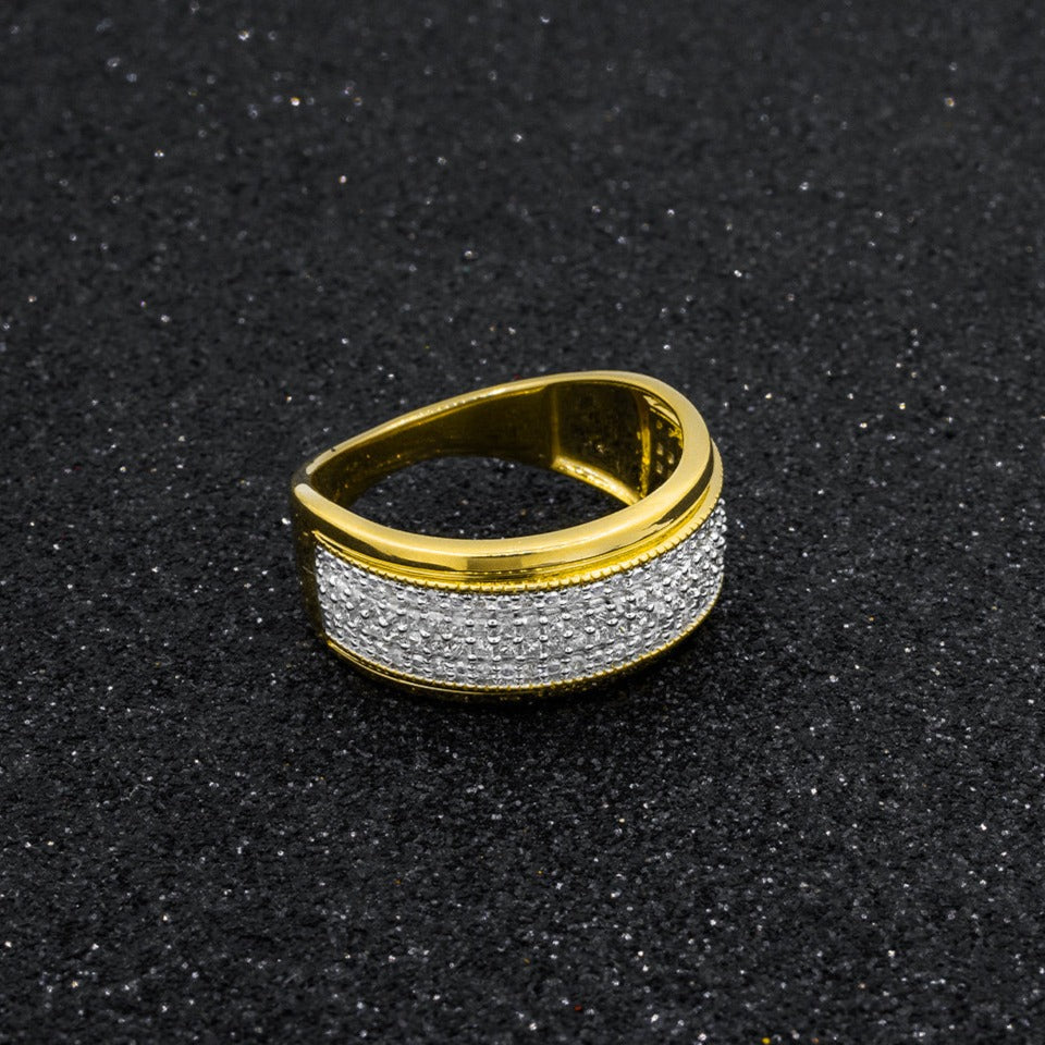 white 10k Yellow Solid Gold Mens Diamond Wedding Ring Band 0.66 ctw