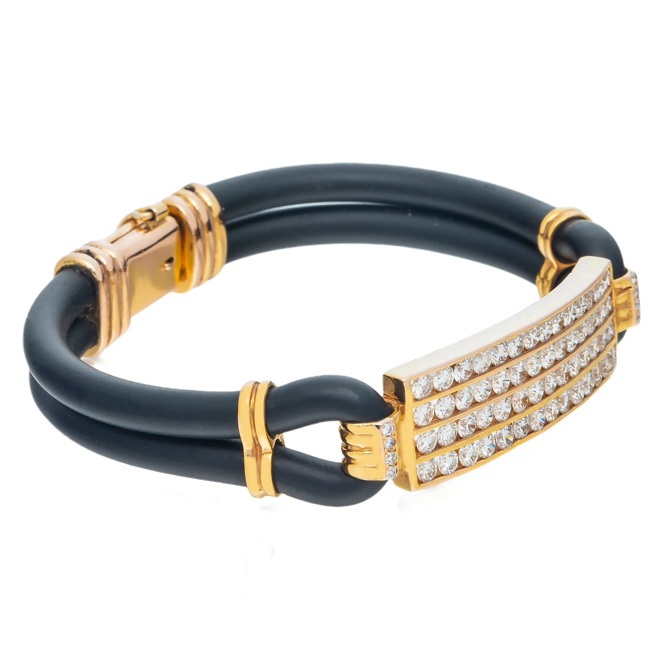 13 Carat 6-Row Bezel Set Diamond Bracelet 18 Karat in Stock For Sale at  1stDibs