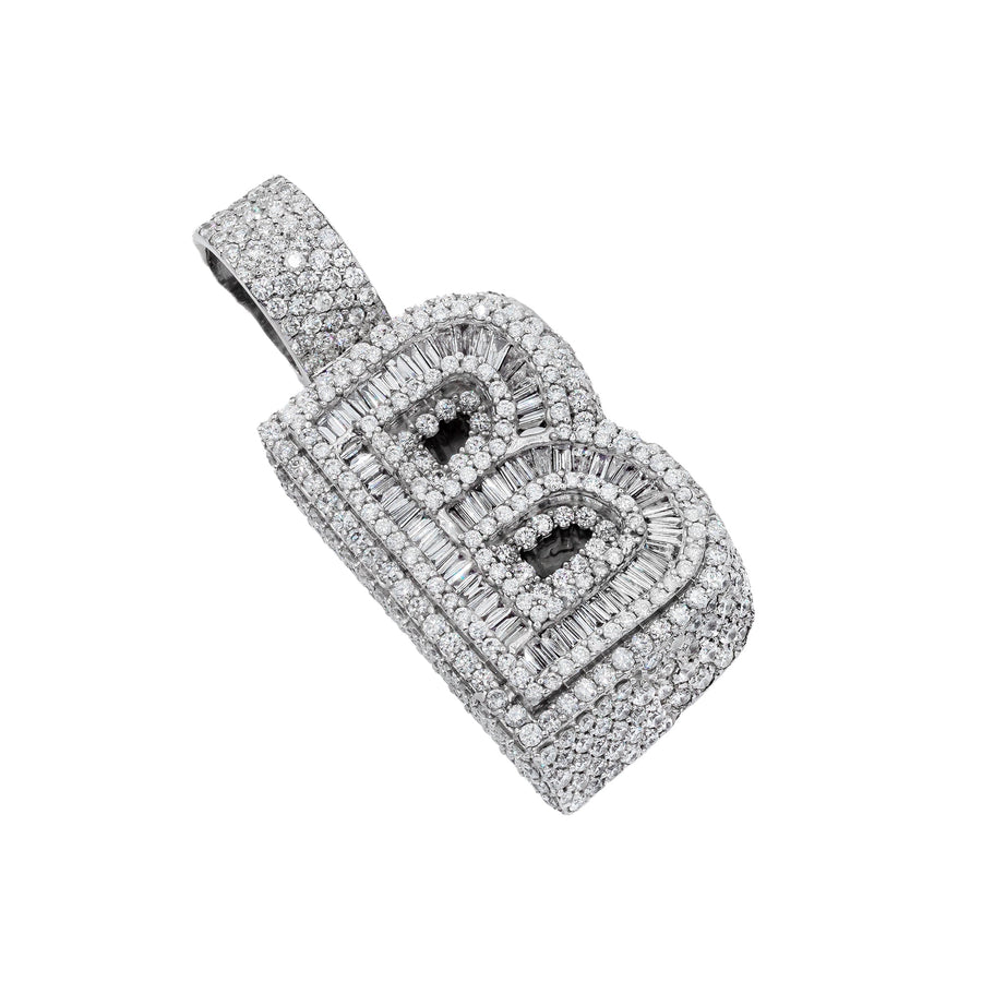 14k Baguette Initial Pendant Letter B 9 ctw