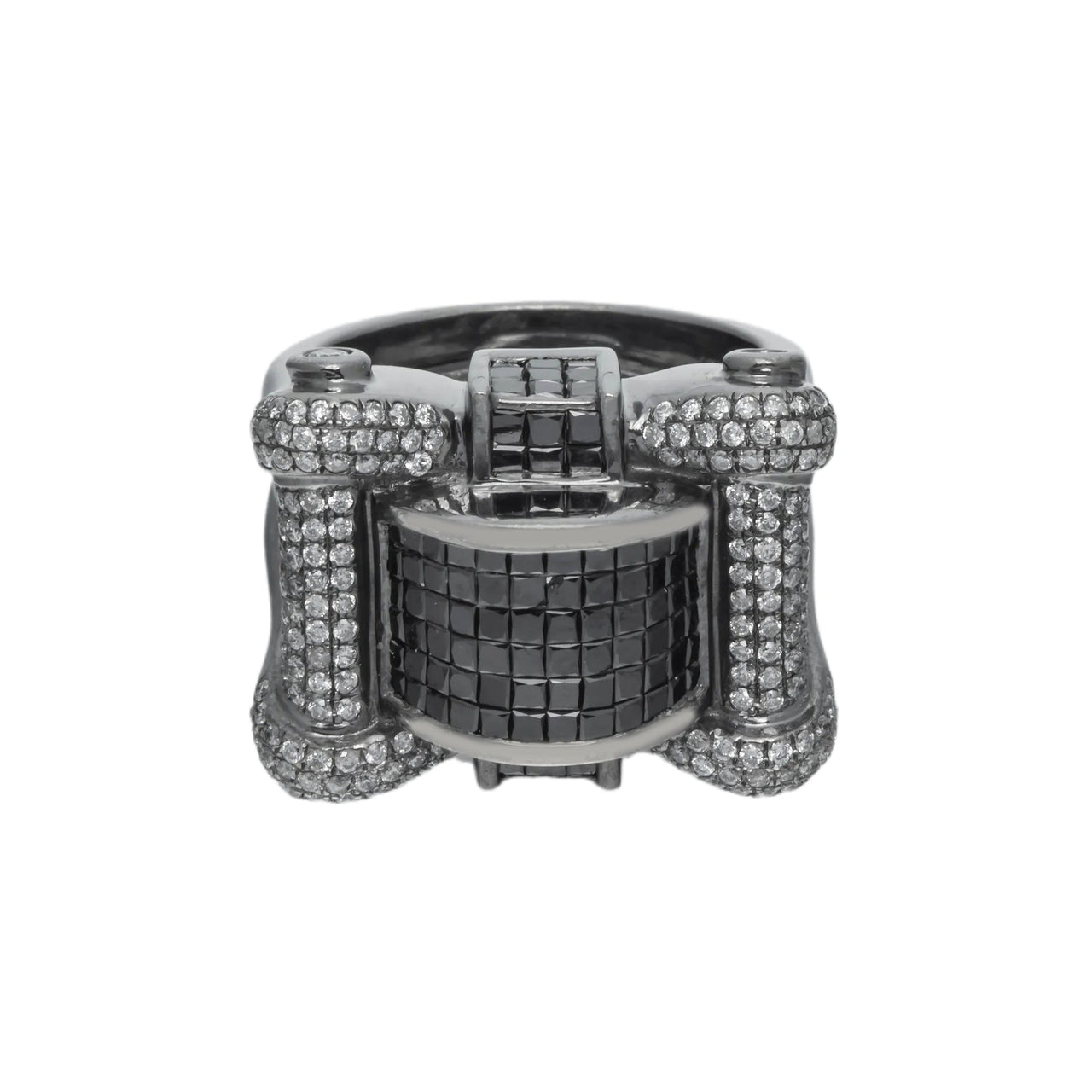 14k Black Diamond Scroll Ring 4.39ctw