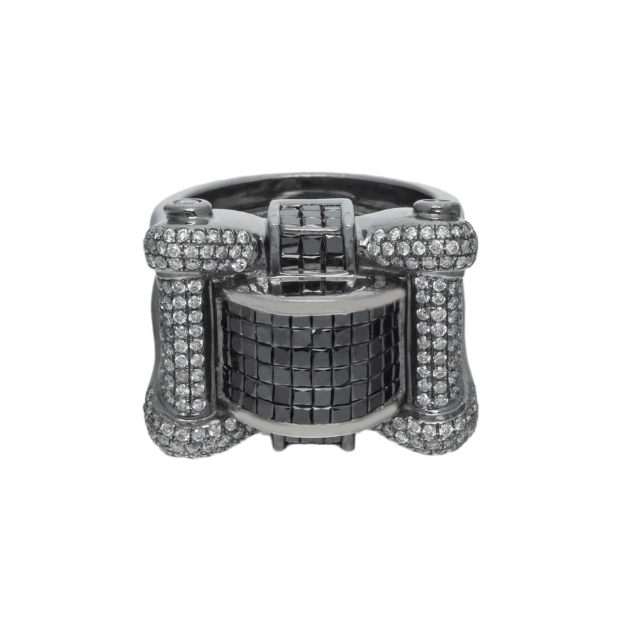 14k Black Diamond Scroll Ring 4.39ctw
