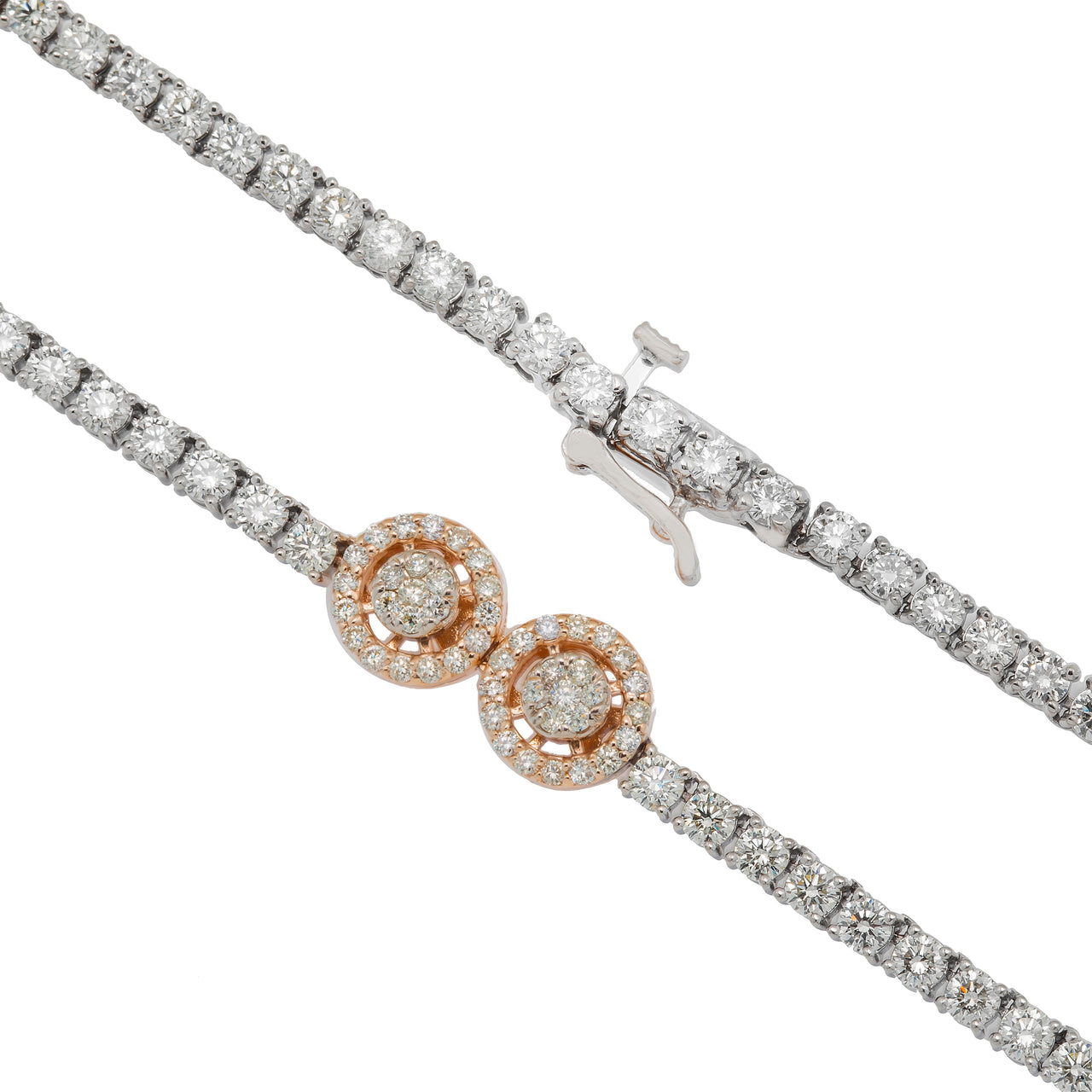 14k Circle Tennis Necklace 13.50ctw