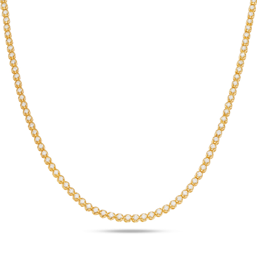 14k Cluster Tennis Necklace 4.08ctw