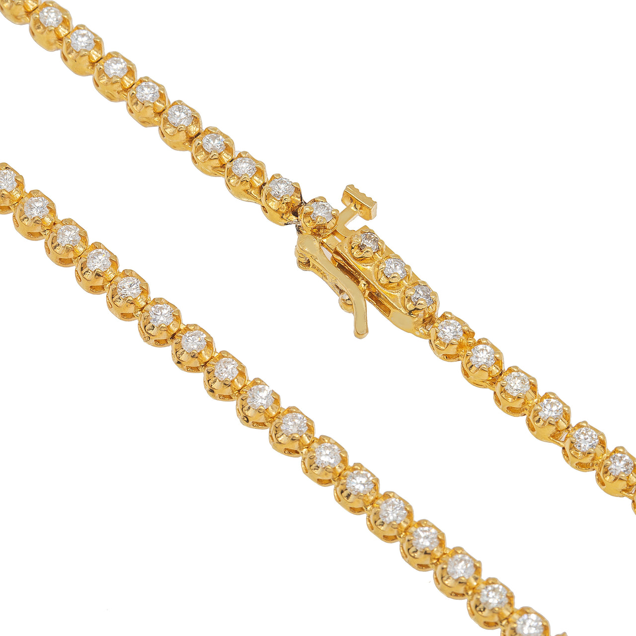14k Cluster Tennis Necklace 4.08ctw