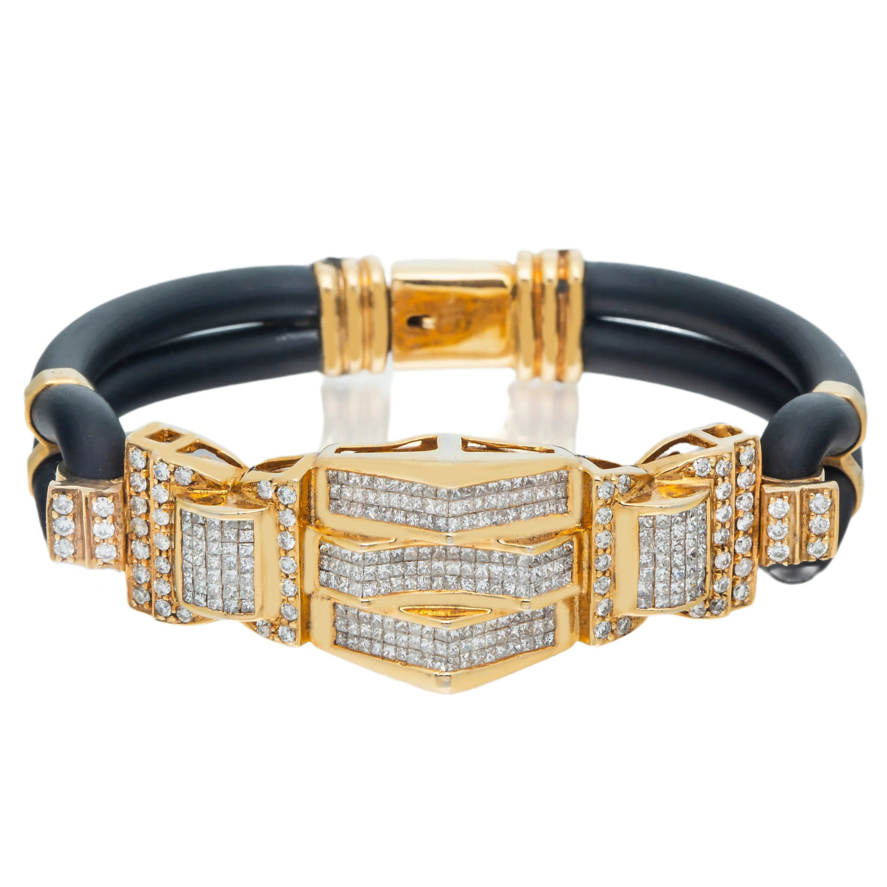 14k Diamond Prism Rubber Bracelet 5.50ctw