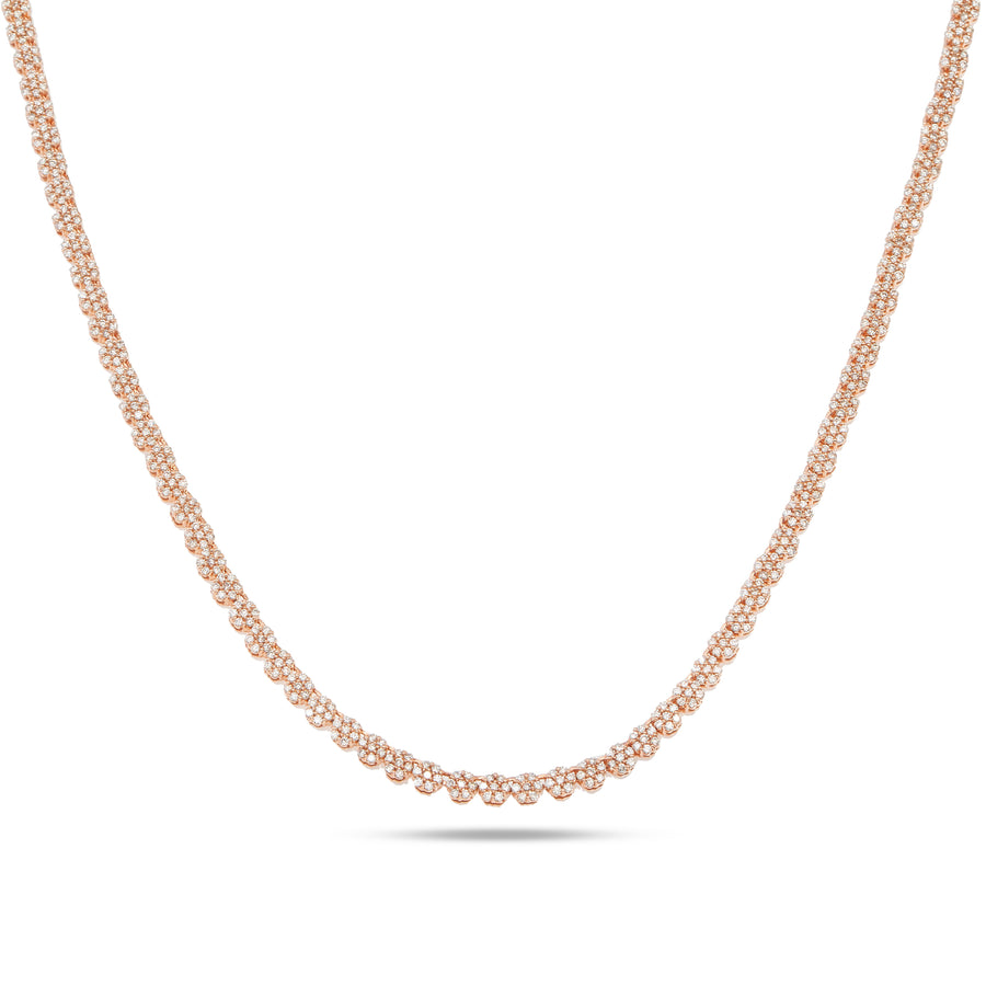 14k Flower Tennis Necklace 6.50ctw