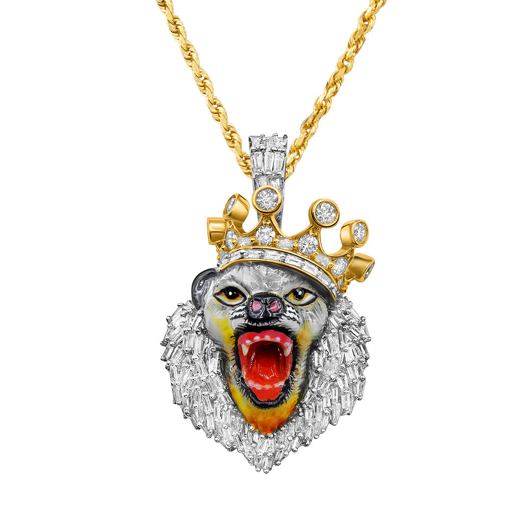 14K "King Of The Jungle" Lion Face Pendant