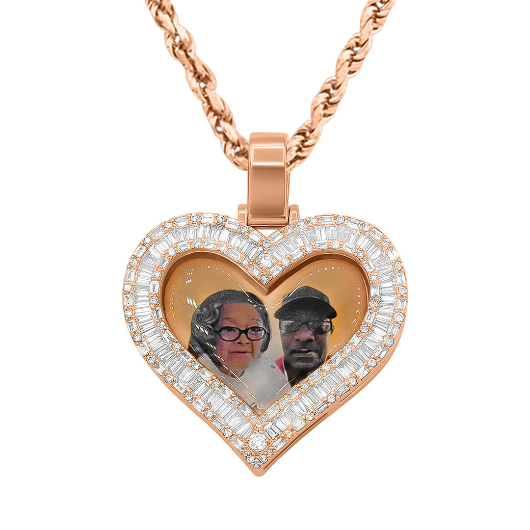 14K Rose Gold Heart Shaped Memory Pendant