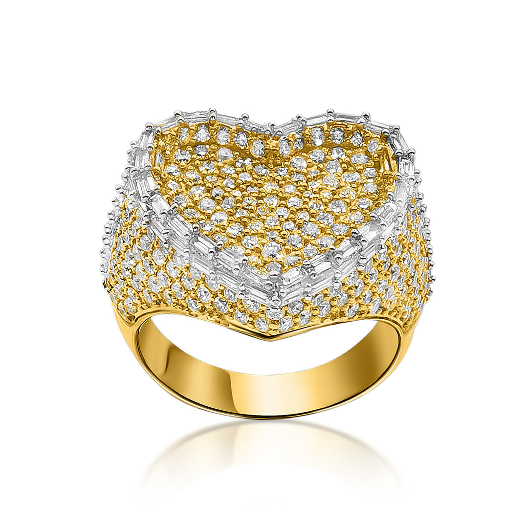 14k White Gold Baguette Diamond Heart Ring