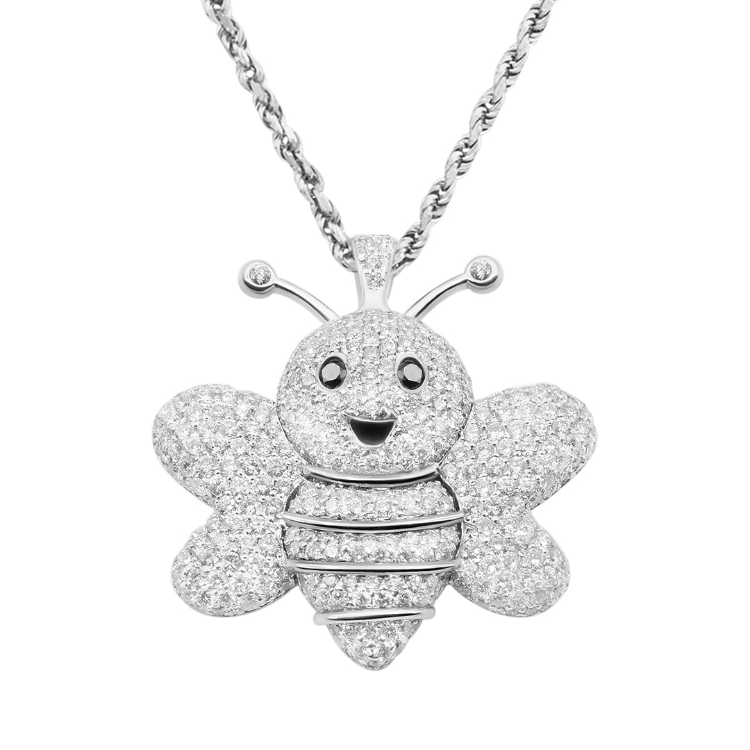 14K White Gold & Diamond Bumble Bee Pendant