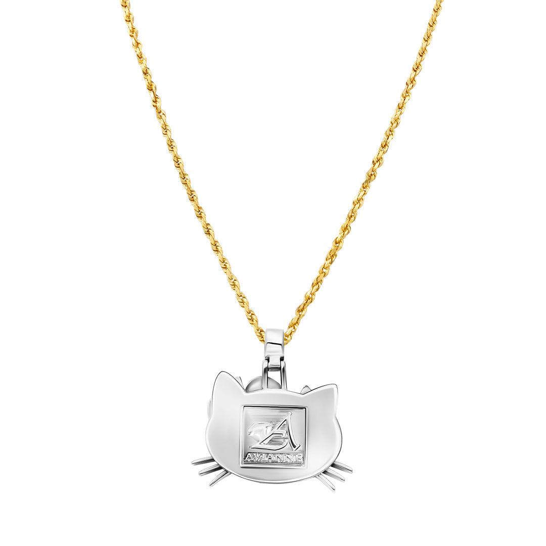 14k White Gold Diamond Hello Kitty Pendant
