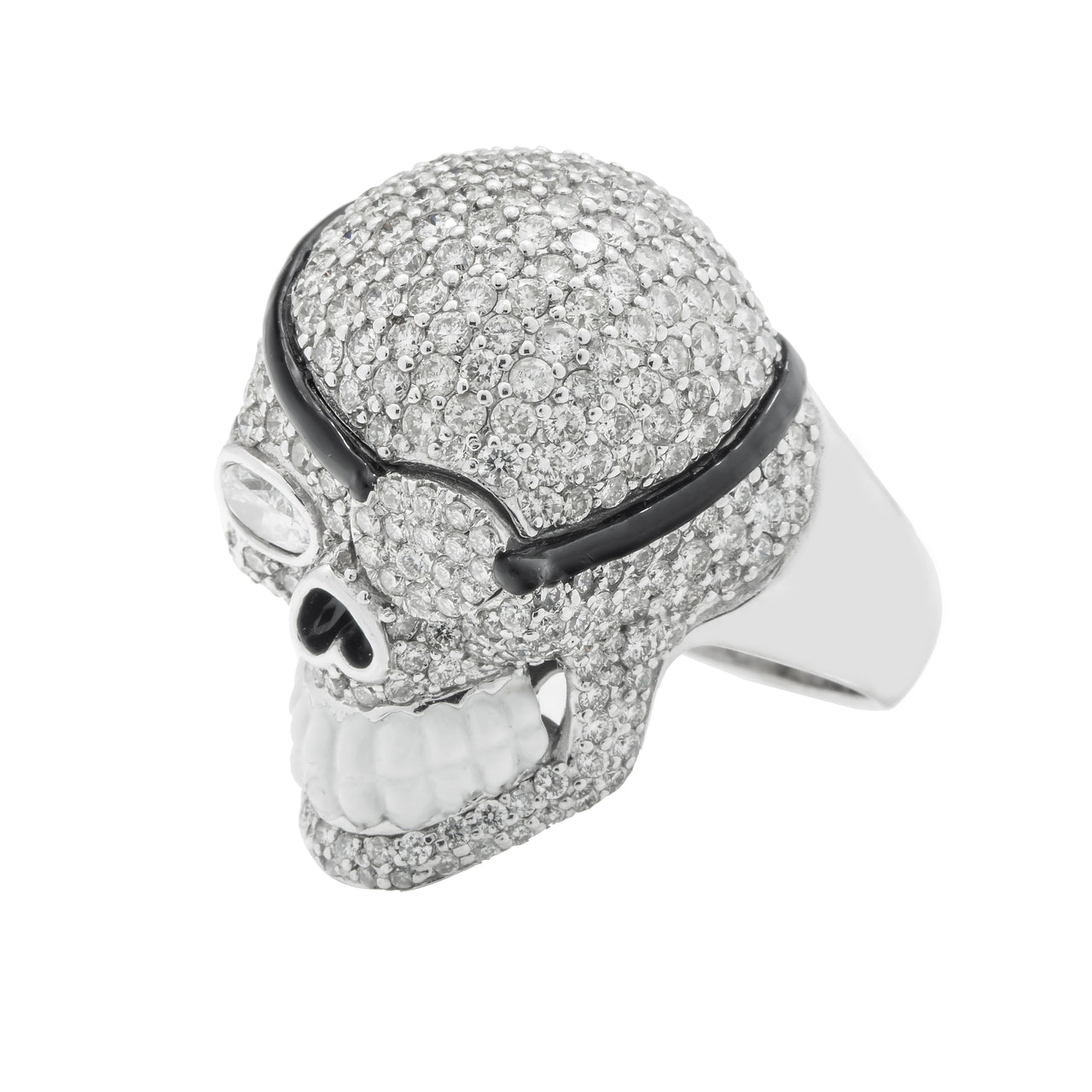 14K White Gold Diamond Pirate Skull Ring