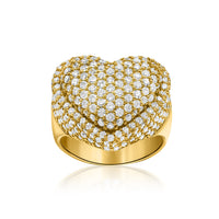 Thumbnail for 14k Yellow Gold Diamond Heart Ring