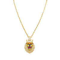 Thumbnail for 14K Yellow Gold & Diamond with Enamel Lion Face Pendant 2.90ctw