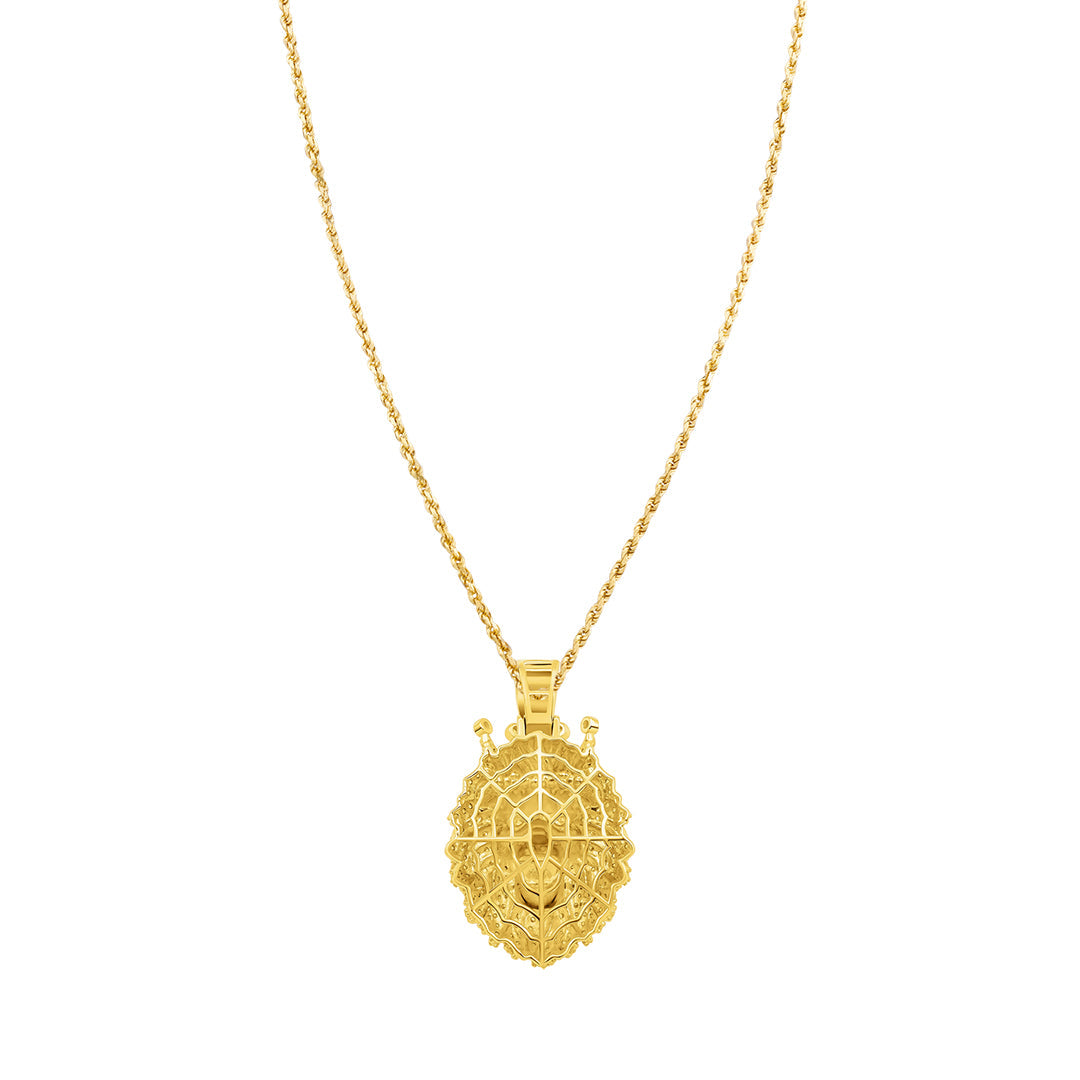 14K Yellow Gold & Diamond with Enamel Lion Face Pendant 2.90ctw