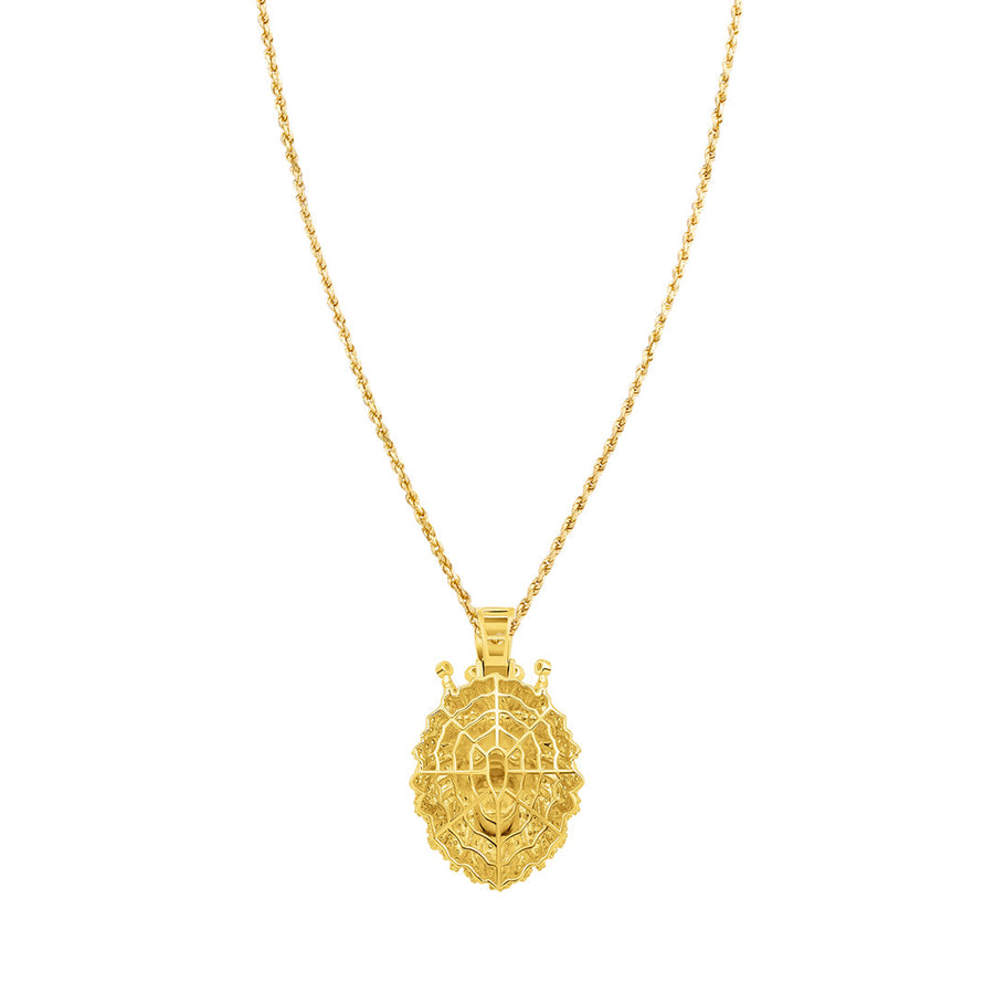 14K Yellow Gold & Diamond with Enamel Lion Face Pendant 2.90ctw