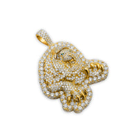 Thumbnail for 14K Yellow Gold & Diamonds with Blue Enamel Lion Head Pendant 2.50ctw