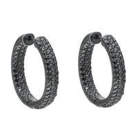 Thumbnail for 925 Silver Black Hoop Earrings 4.0ctw