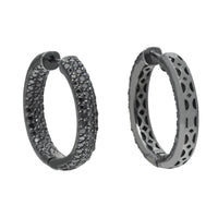 Thumbnail for 925 Silver Black Hoop Earrings 4.0ctw