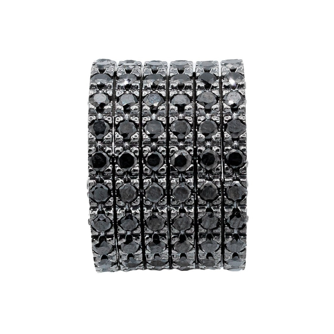 14K Black Rhodium Mens Diamond Eternity Ring Band With Black Diamonds 7.14 Ctw