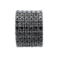 Thumbnail for 14K Black Rhodium Mens Diamond Eternity Ring Band With Black Diamonds 7.14 Ctw