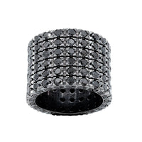 Thumbnail for 14K Black Rhodium Mens Diamond Eternity Ring Band With Black Diamonds 7.14 Ctw