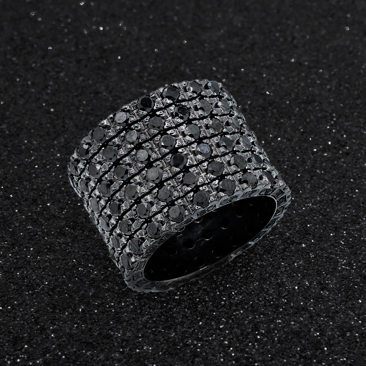 Mens Avant Garde 14K Yellow Gold 1.0 Ct Triangle Black Diamond Wedding Ring  R349M2-14KYGBD | Caravaggio Jewelry