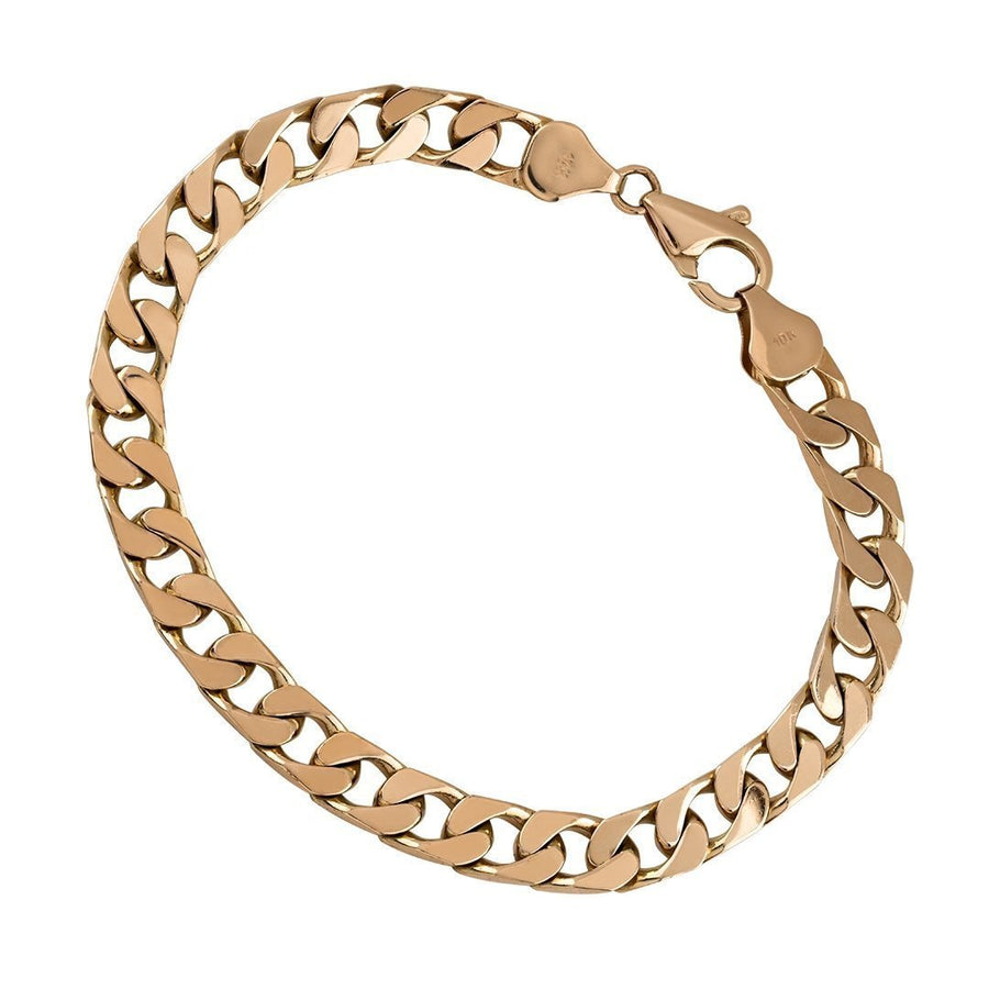 Pulsera cubana de oro amarillo de 10 quilates de 9 mm