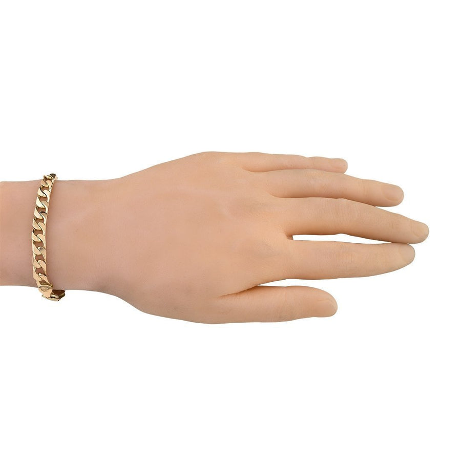 Pulsera cubana de oro amarillo de 10 quilates de 9 mm