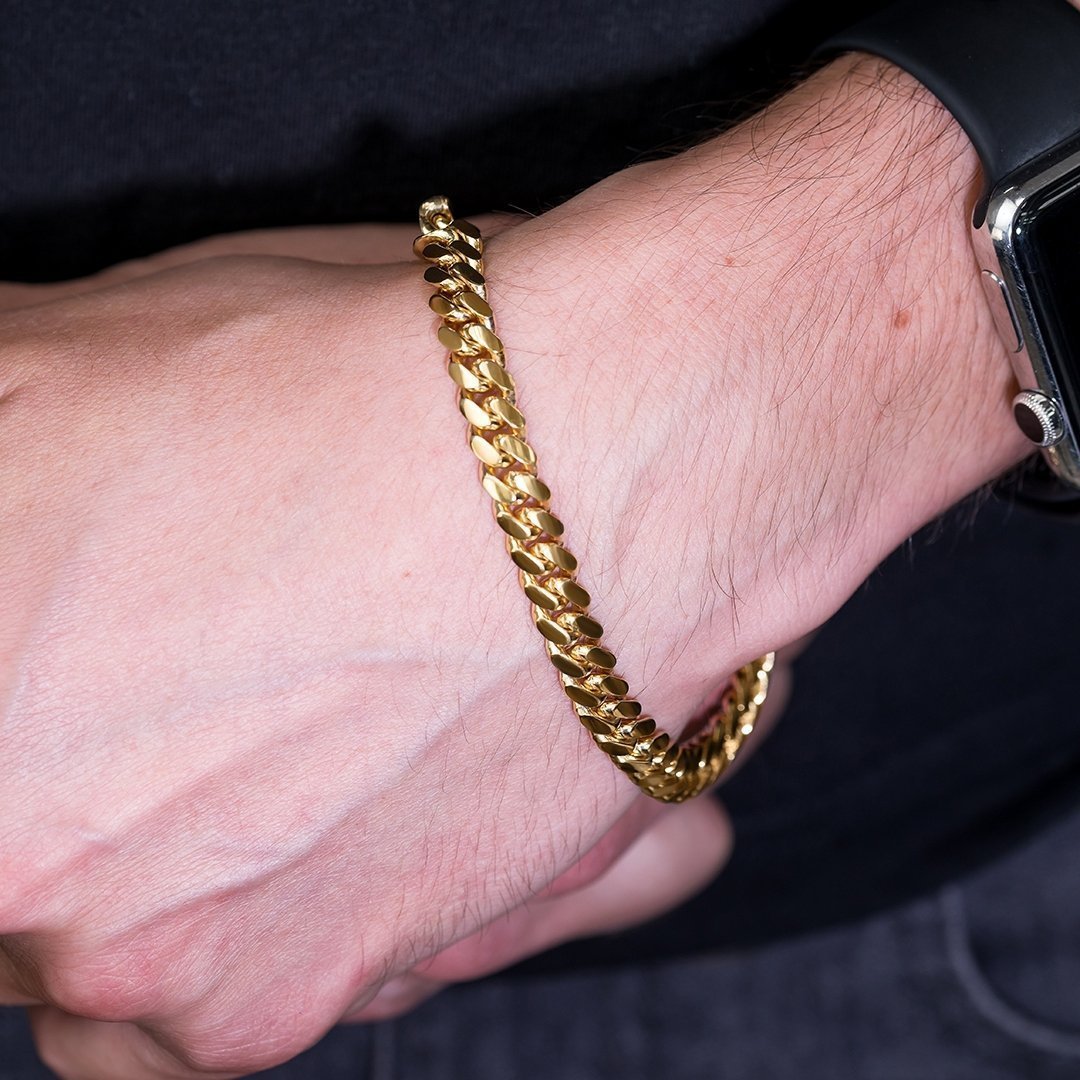 10K Yellow Gold Cuban Link Bracelet 7 mm