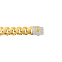 Thumbnail for 10k Yellow Gold Large Hollow Cuban Link Bracelet 2.5 Ctw CZ