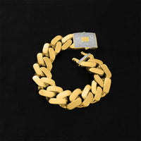 Thumbnail for 10k Yellow Gold Large Hollow Cuban Link Bracelet 2.5 Ctw CZ