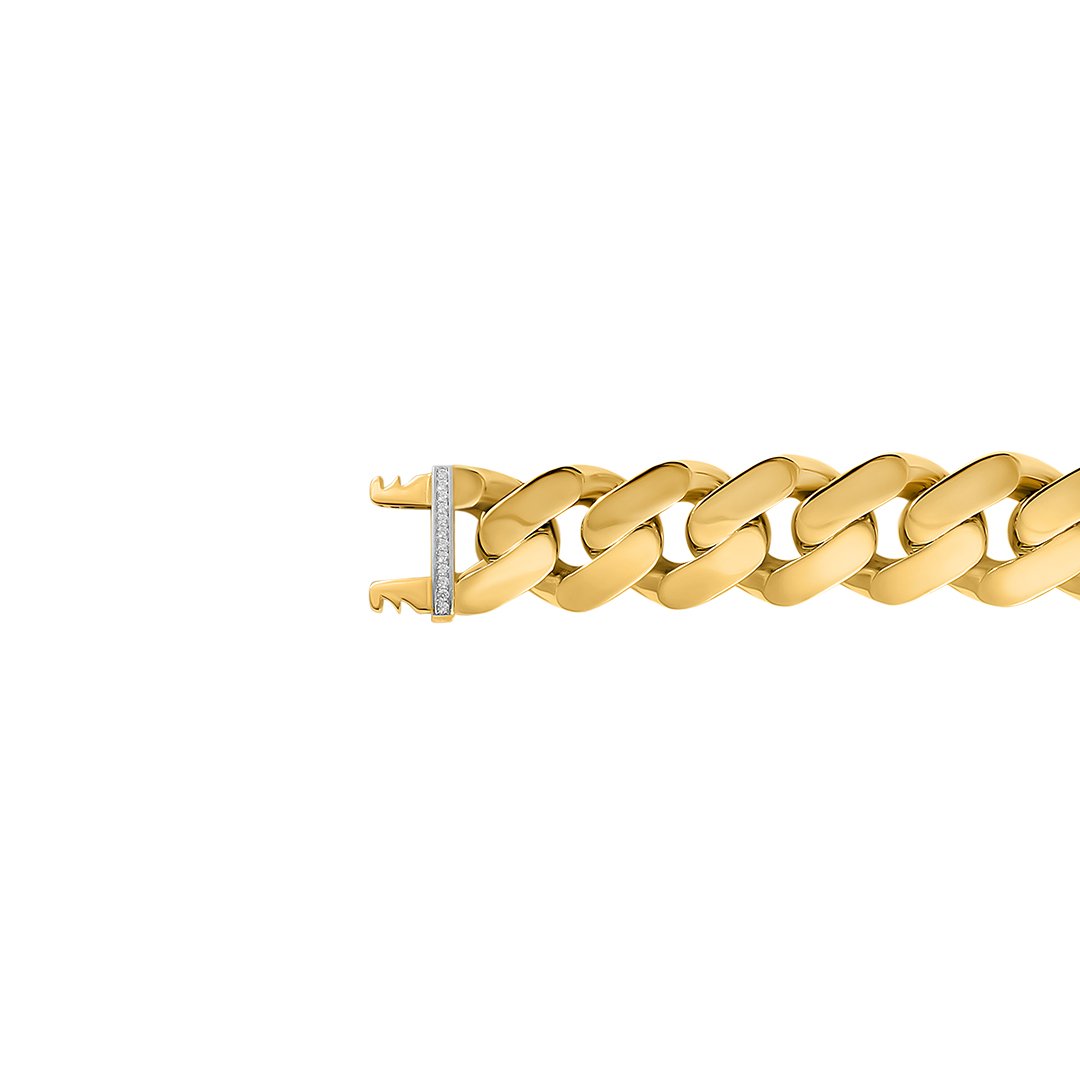 10k Yellow Gold Large Hollow Cuban Link Bracelet 2.5 Ctw CZ