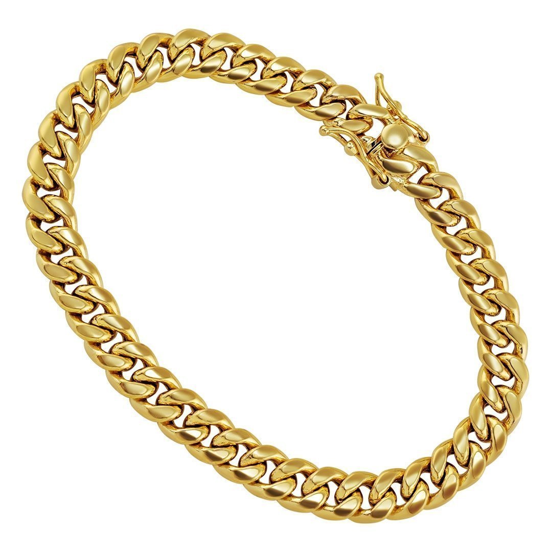 Men's 7.5mm Nugget Link Bracelet in 10K Gold - 8.0