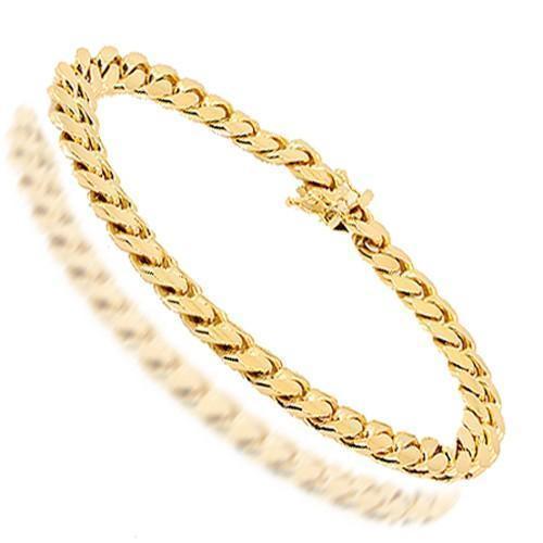 14K Solid Yellow Gold Mens Cuban Bracelet 11 mm