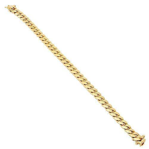 14K Solid Yellow Gold Mens Cuban Bracelet 11 mm