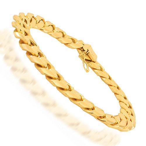 14K Solid Yellow Gold Mens Cuban Bracelet 12 mm
