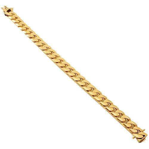 14K Solid Yellow Gold Mens Cuban Bracelet 12 mm